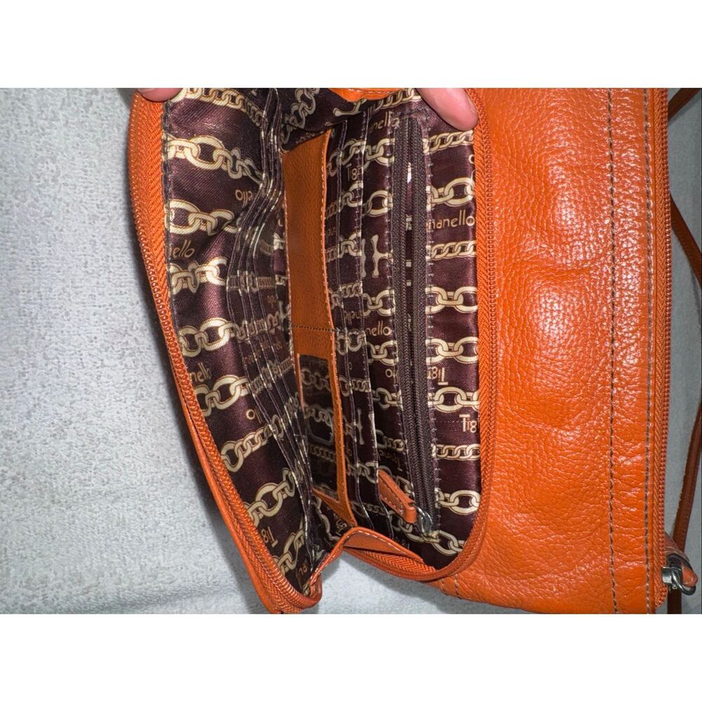 Tignanello Orange Gen Leather Small Crossbody Bag - Picture 8 of 11
